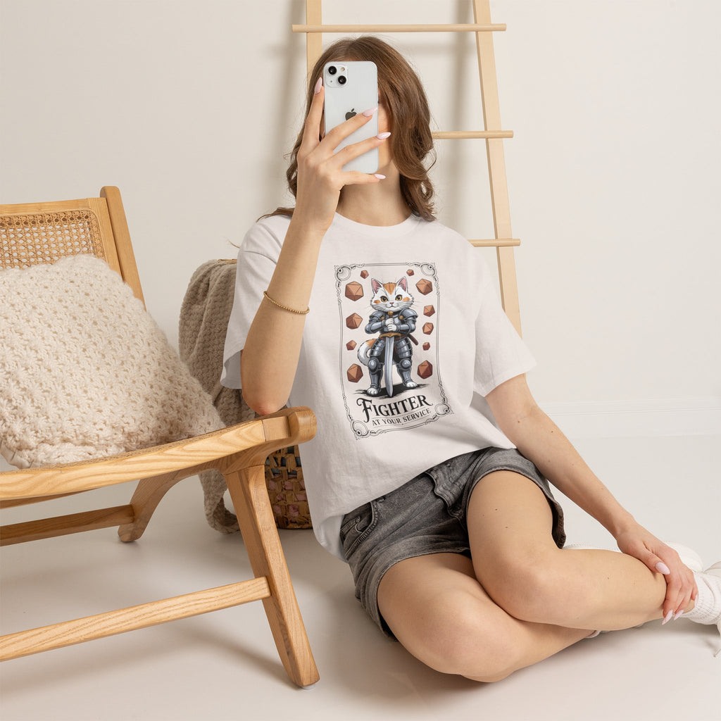 Fighter Cat at Your Service D&D T-shirt | Cat Lover RPG Gift
