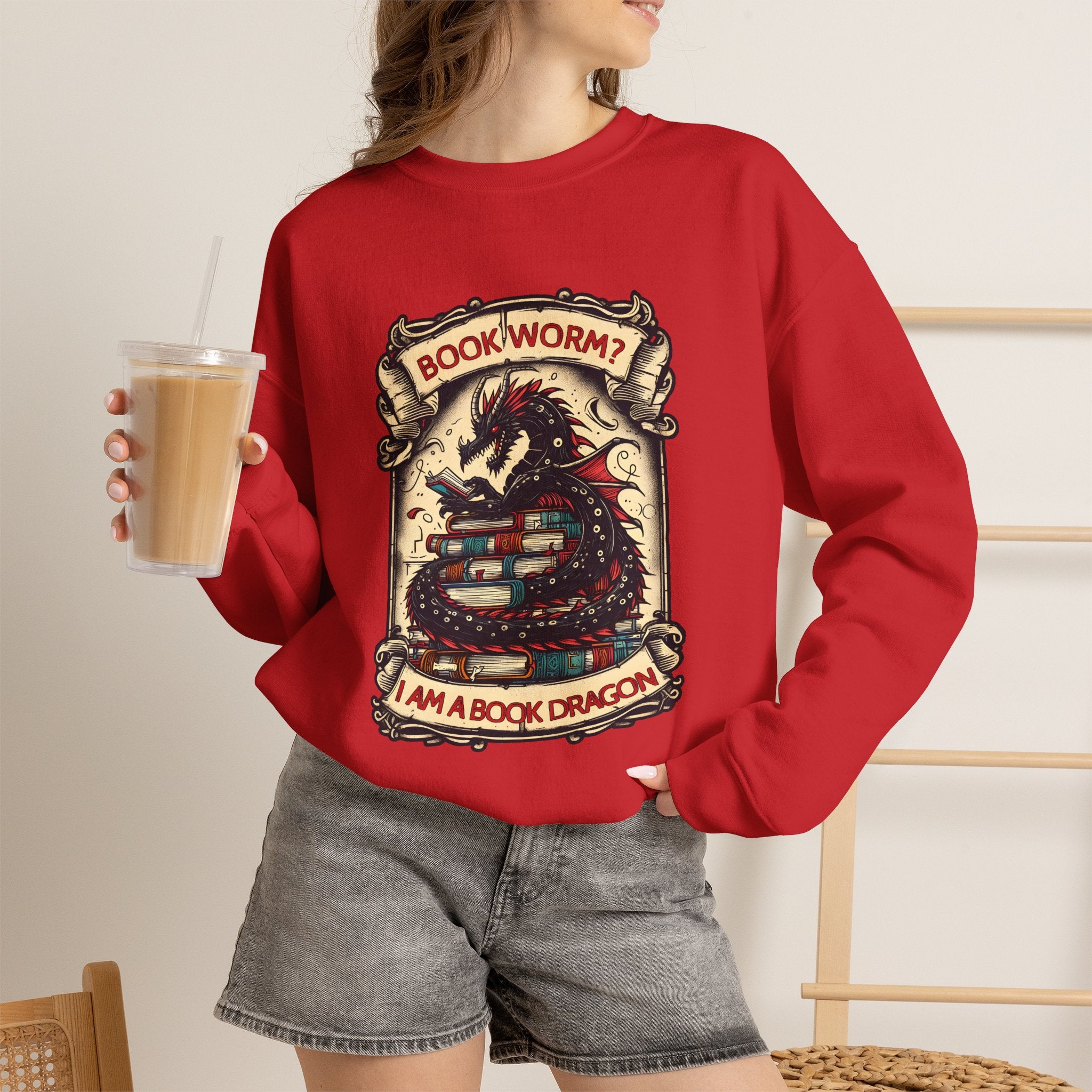 Book Worm? I Am a Book Dragon, Fantasy Reader Sweatshirt