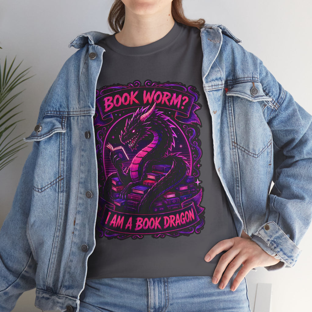 Book Worm? I Am a Book Dragon, Fantasy Reader T-shirt