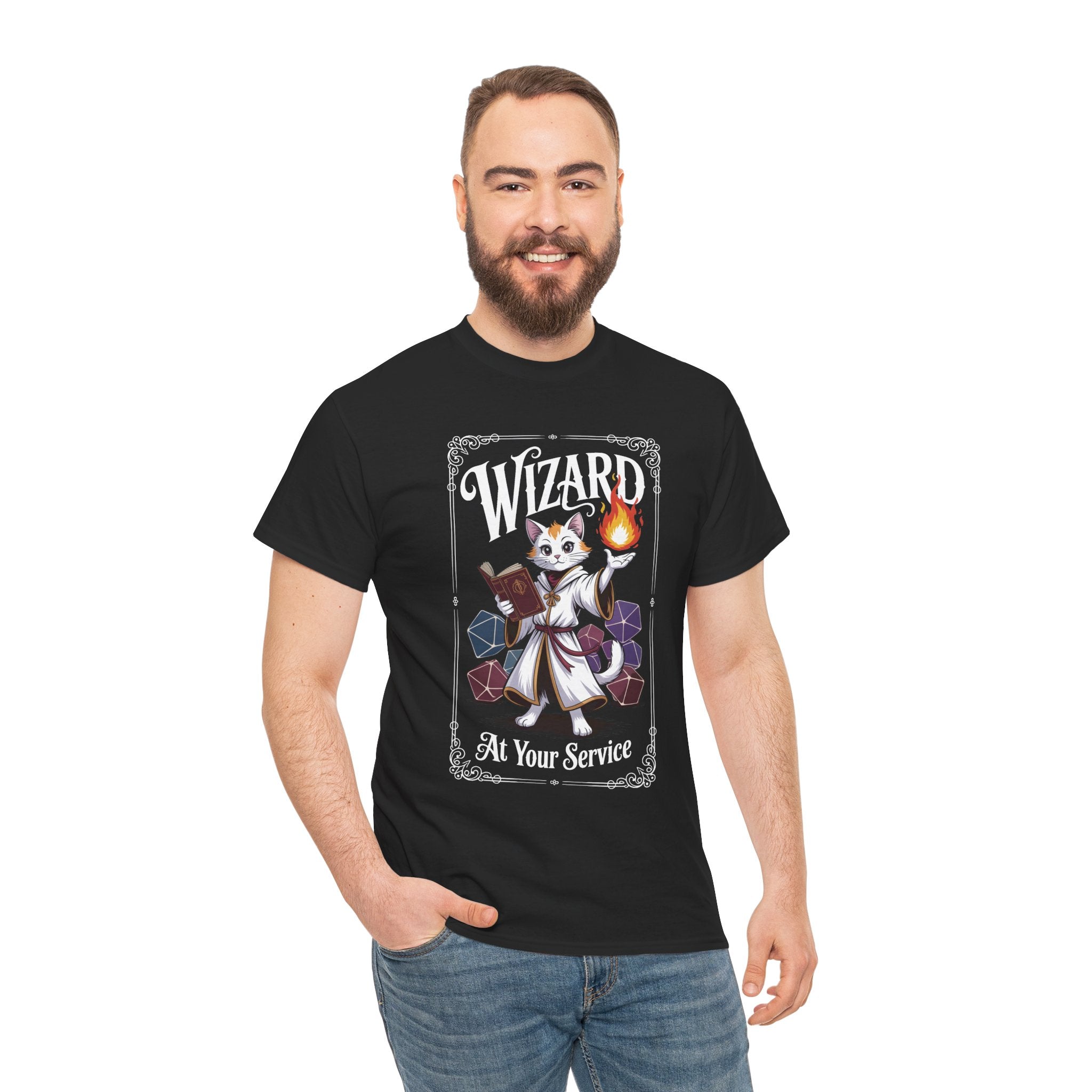 Wizard Cat at Your Serivece D&D T-shirt | Cat Lover RPG Gift