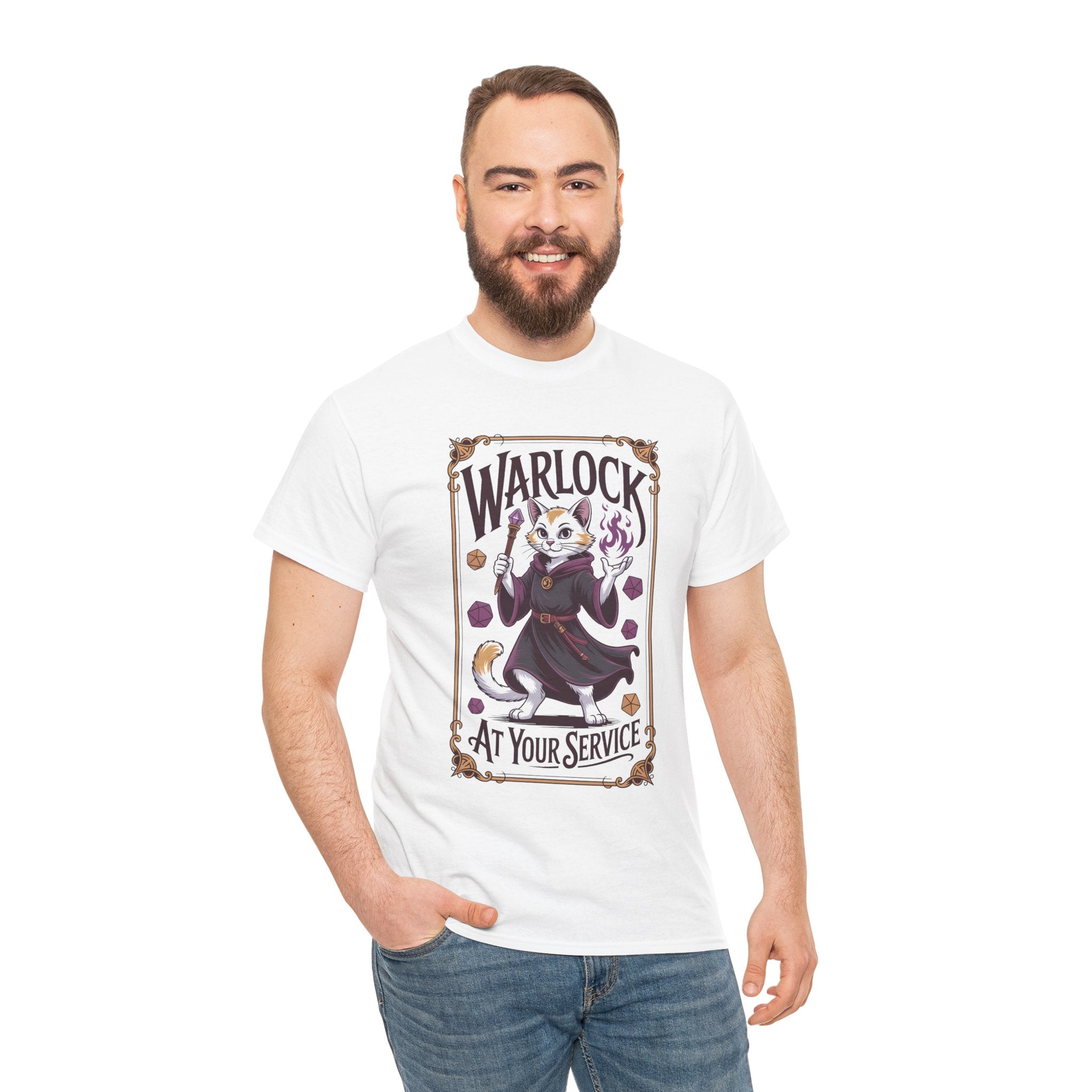 Warlock Cat at Your Serivece D&D T-shirt | Cat Lover RPG Gift