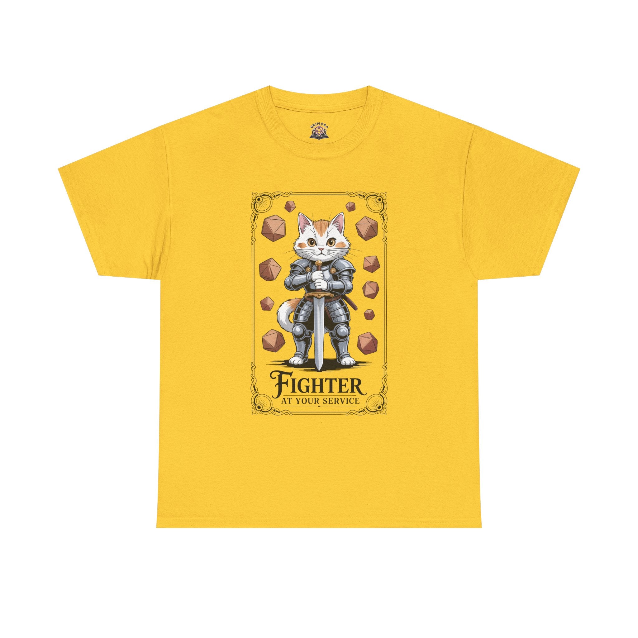 Fighter Cat at Your Service D&D T-shirt | Cat Lover RPG Gift