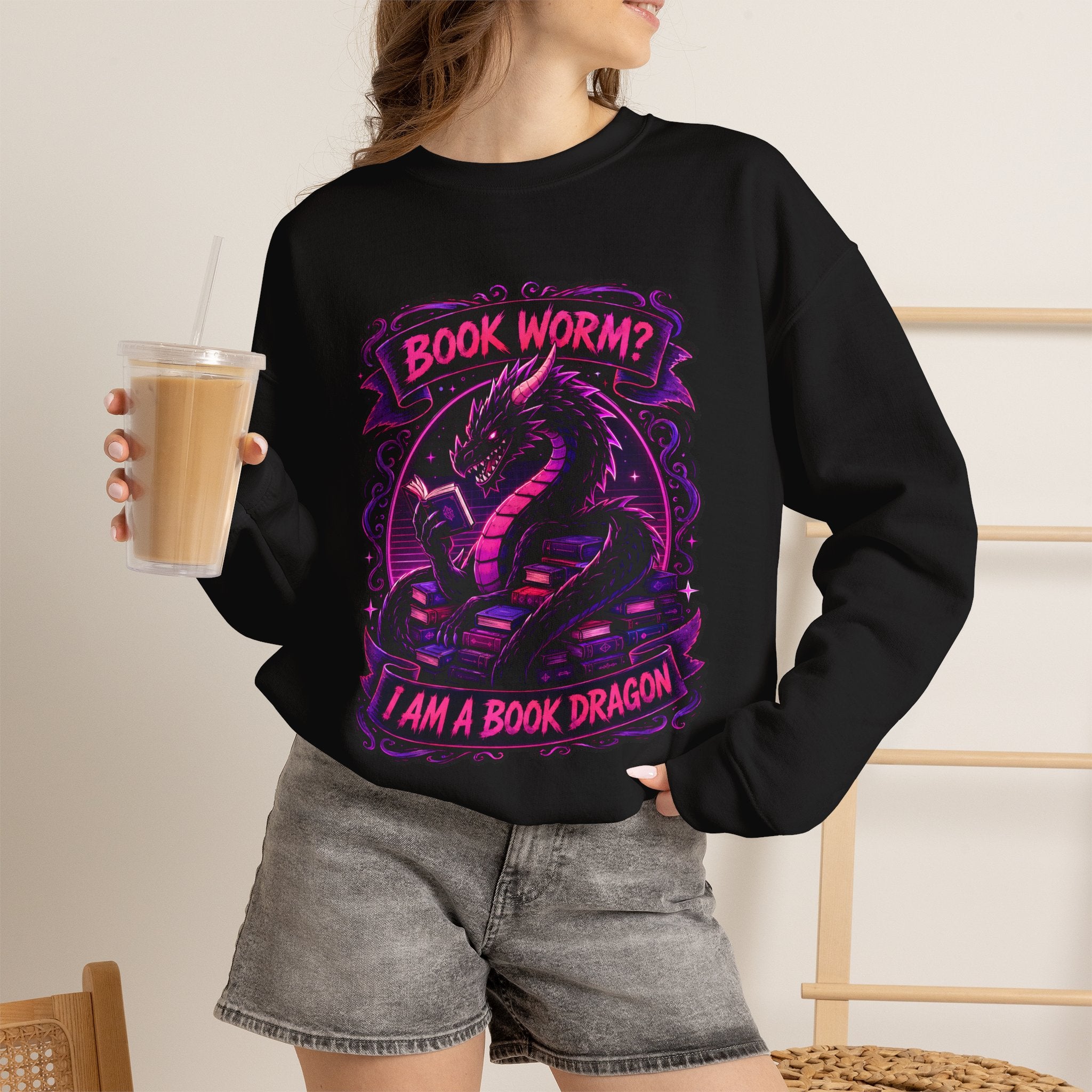 Book Worm? I Am a Book Dragon, Fantasy Reader Sweatshirt