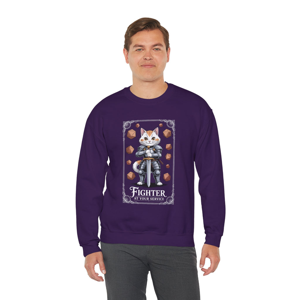 Fighter Cat at Your Service D&D Sweatshirt | Cat Lover RPG Gift