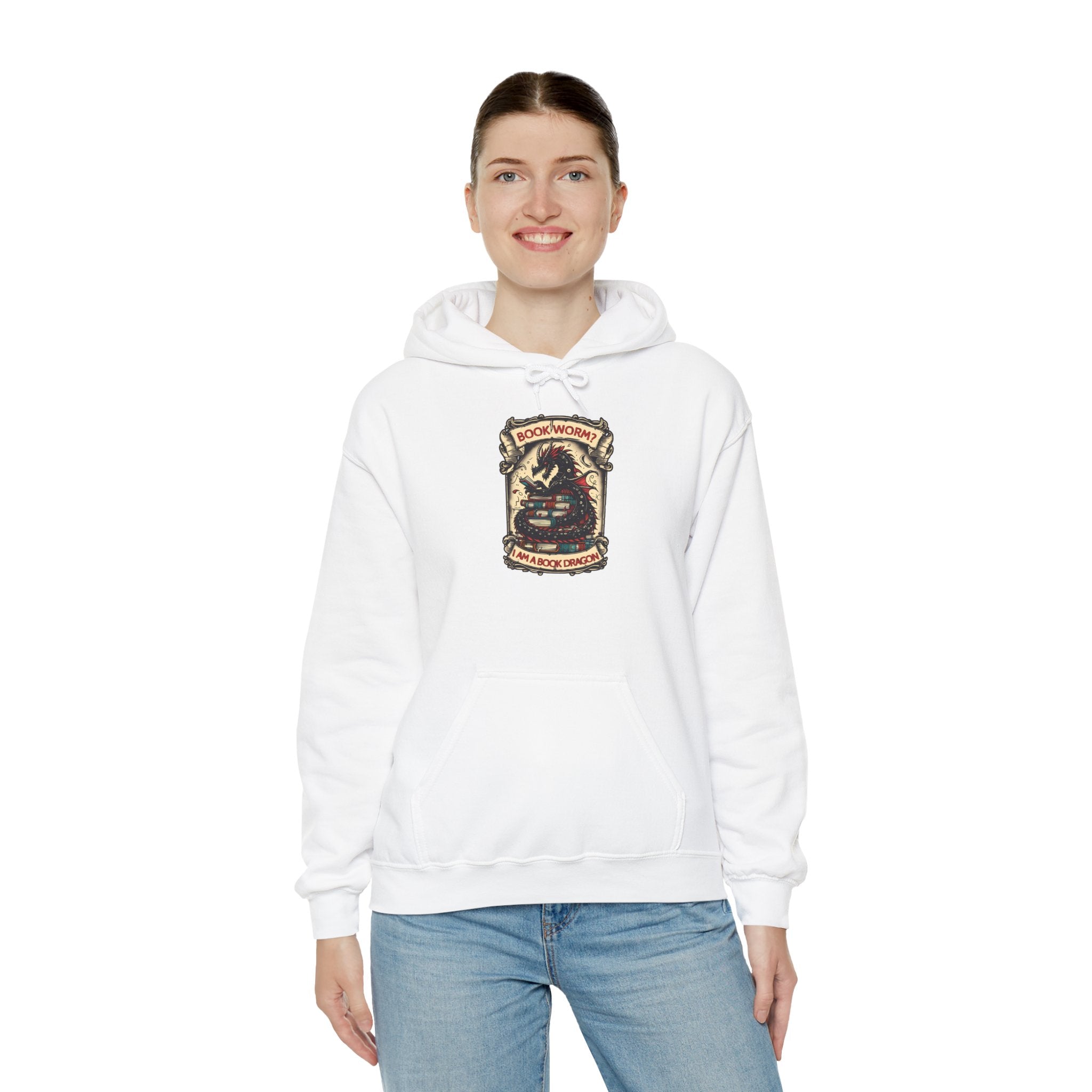 Book Worm? I Am a Book Dragon, Fantasy Reader Hoodie