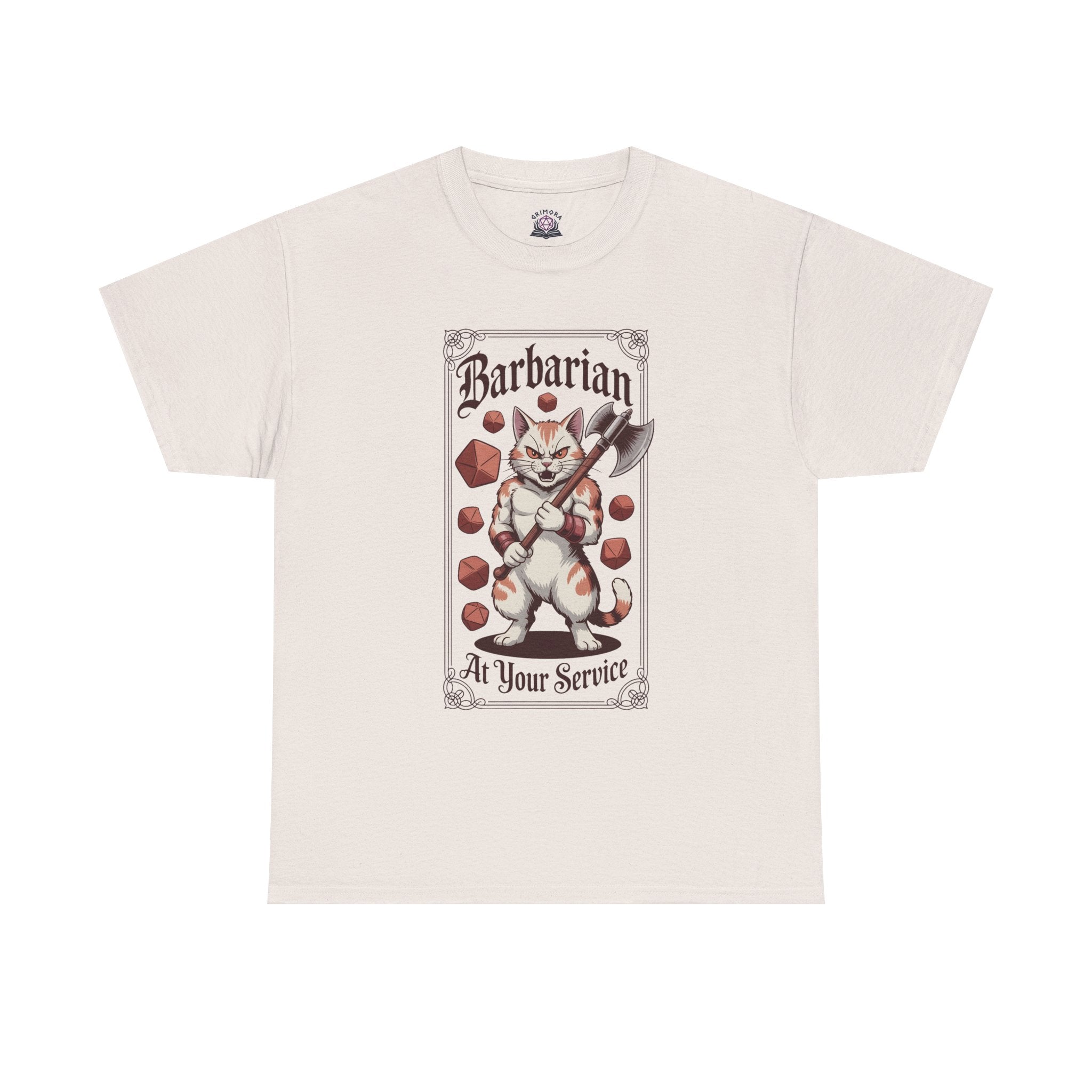Barbarian Cat at Your Serivece D&D T-shirt | Cat Lover RPG Gift