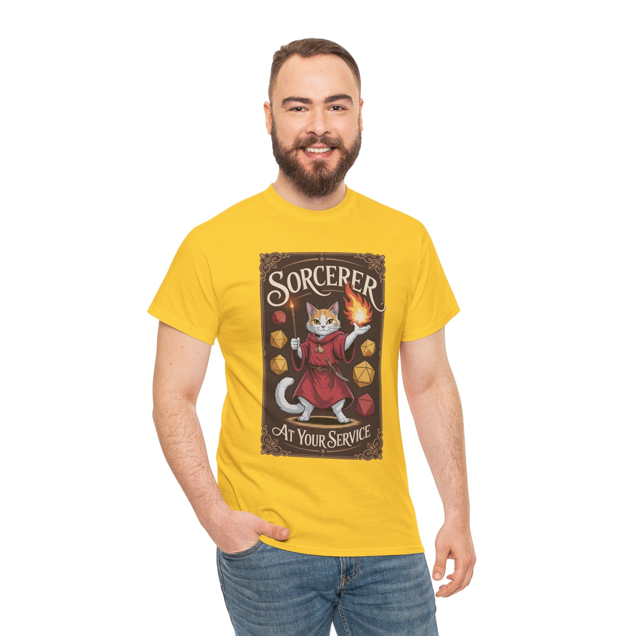 Sorcerer Cat at Your Service D&D T-shirt | Cat Lover RPG Gift
