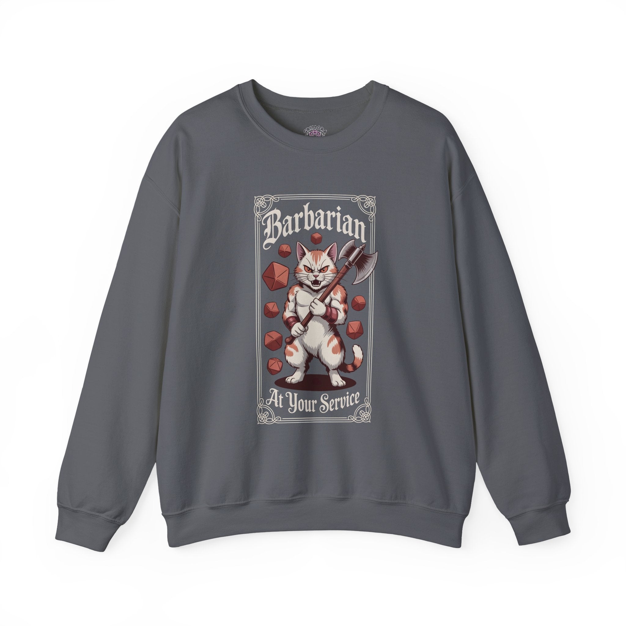 Barbarian Cat at Your Serivece D&D Sweatshirt | Cat Lover RPG Gift