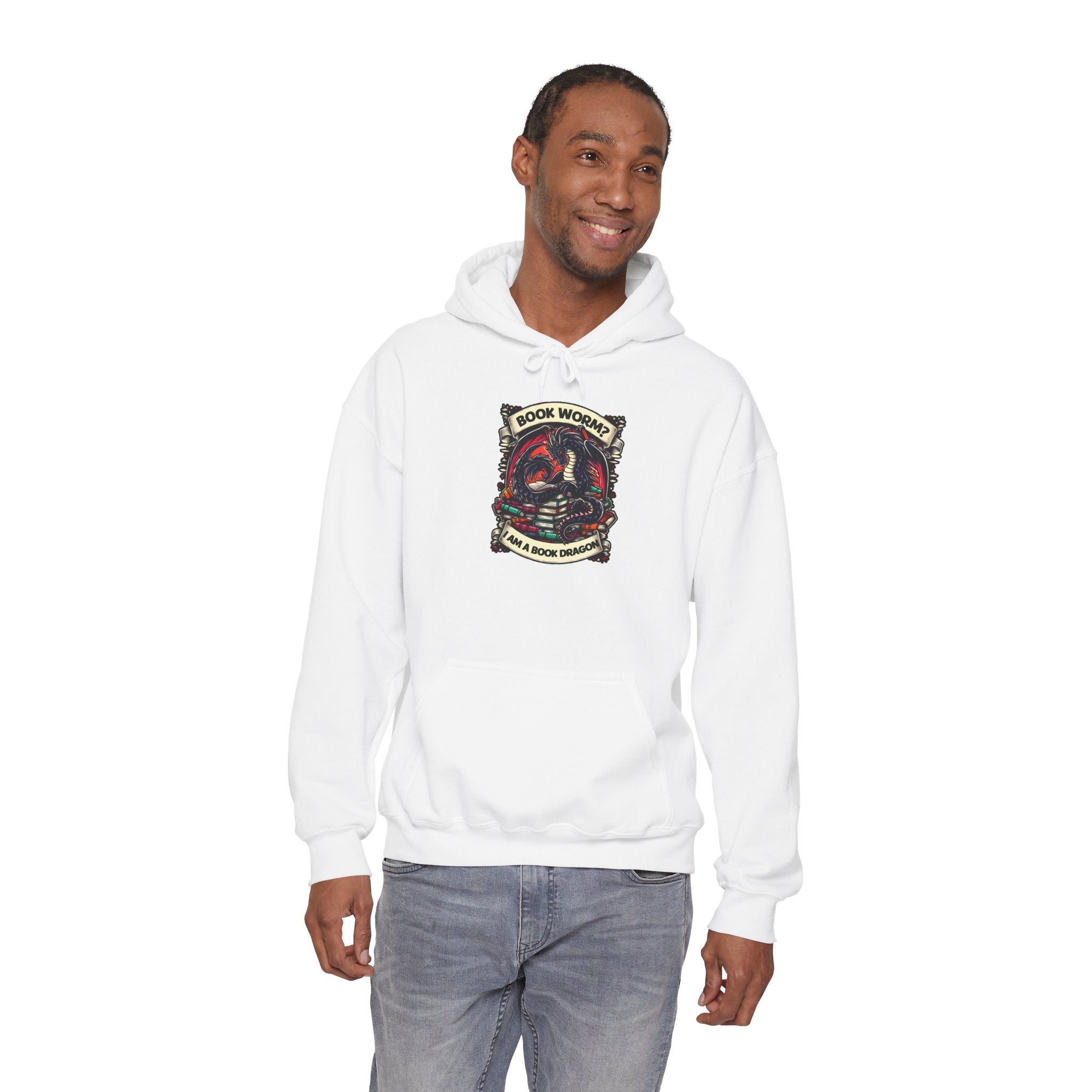 Book Worm? I Am a Book Dragon, Fantasy Reader Hoodie