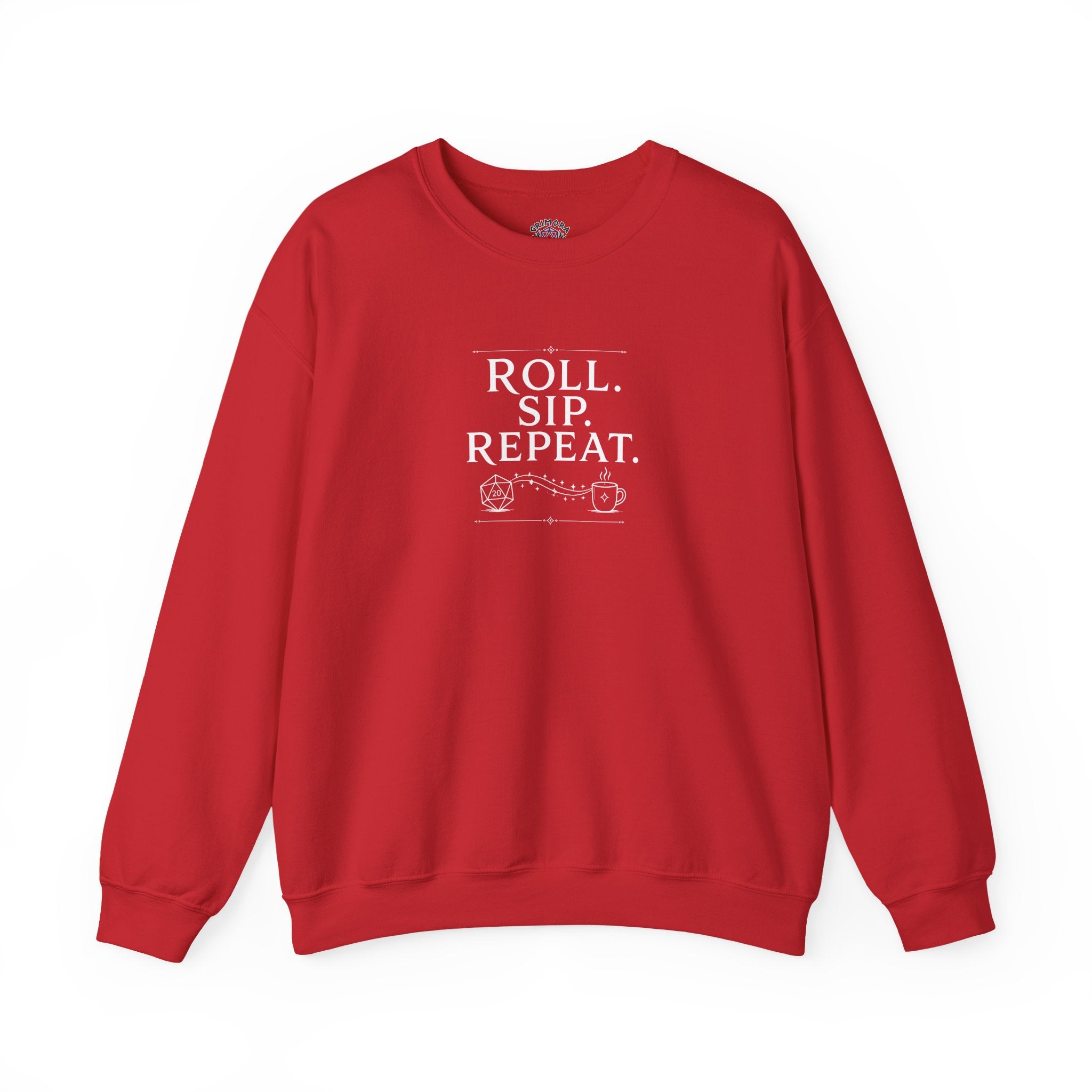 Roll. Sip. Repeat. | Tabletop RPG Coffee Sweatshirt | Dice & Coffee Lover Sweatshirt