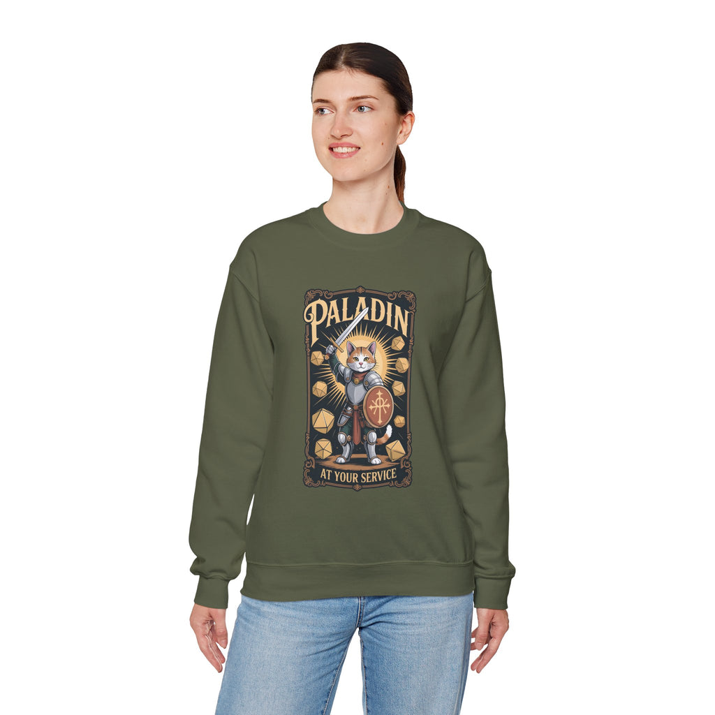 Paladin Cat at Your Service D&D Sweatshirt | Cat Lover RPG Gift