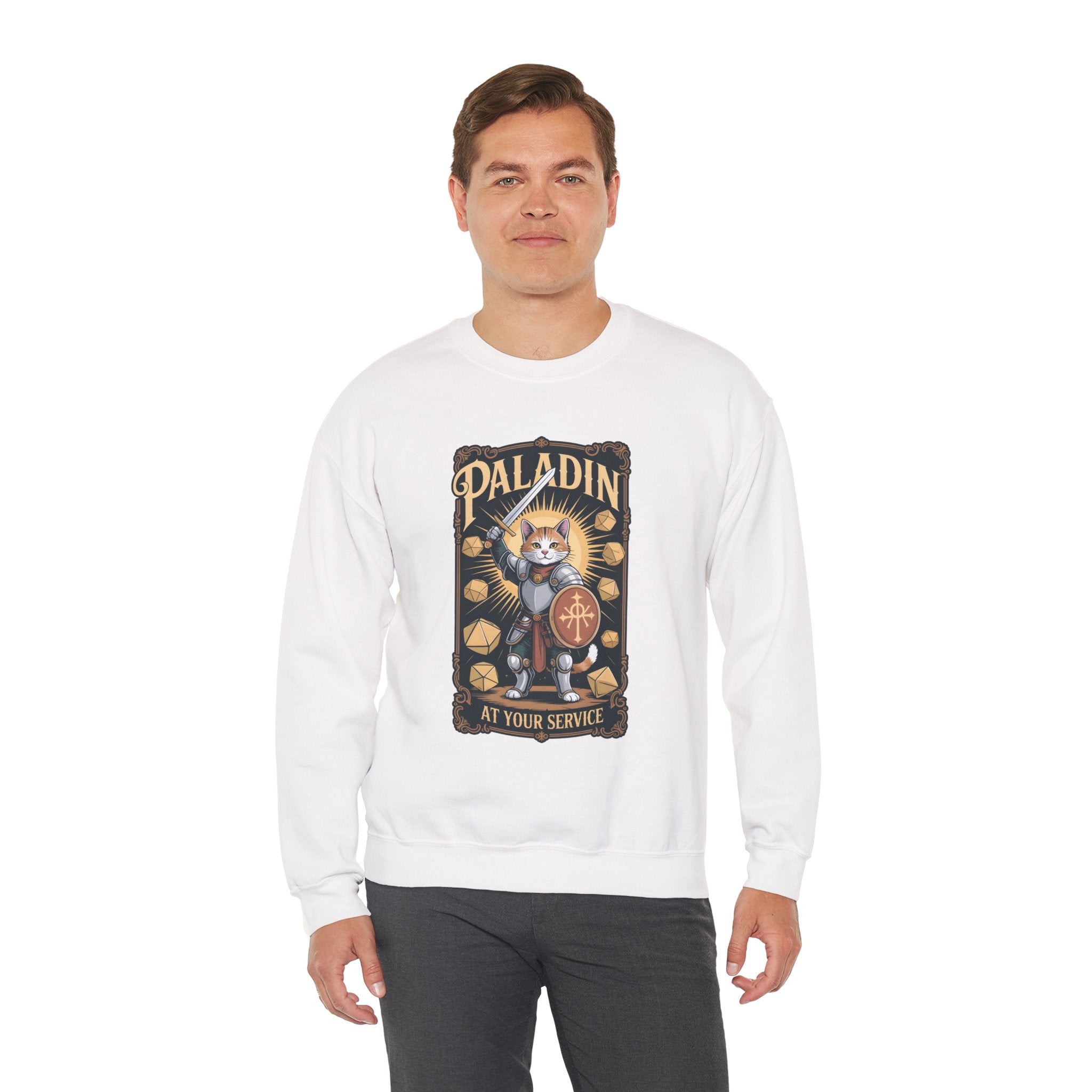 Paladin Cat at Your Service D&D Sweatshirt | Cat Lover RPG Gift