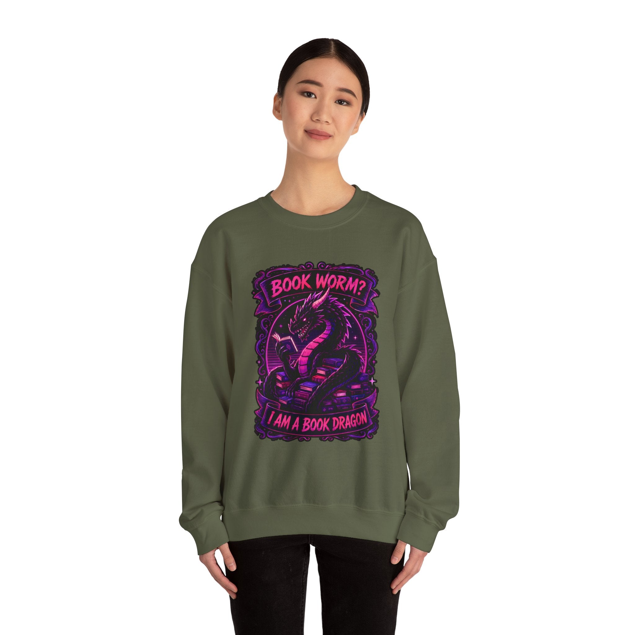 Book Worm? I Am a Book Dragon, Fantasy Reader Sweatshirt