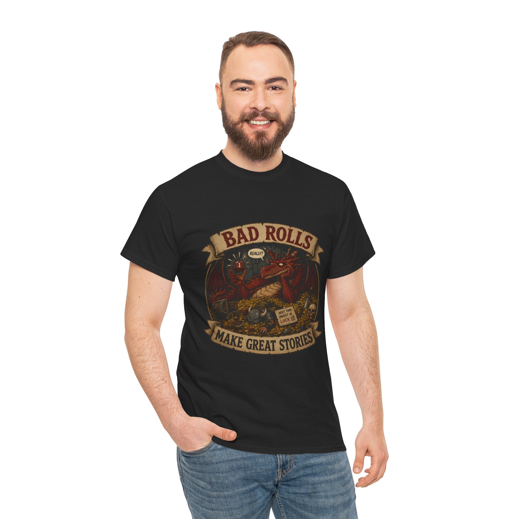 Bad Rolls Make Great Stories, natural 1 T-shirt