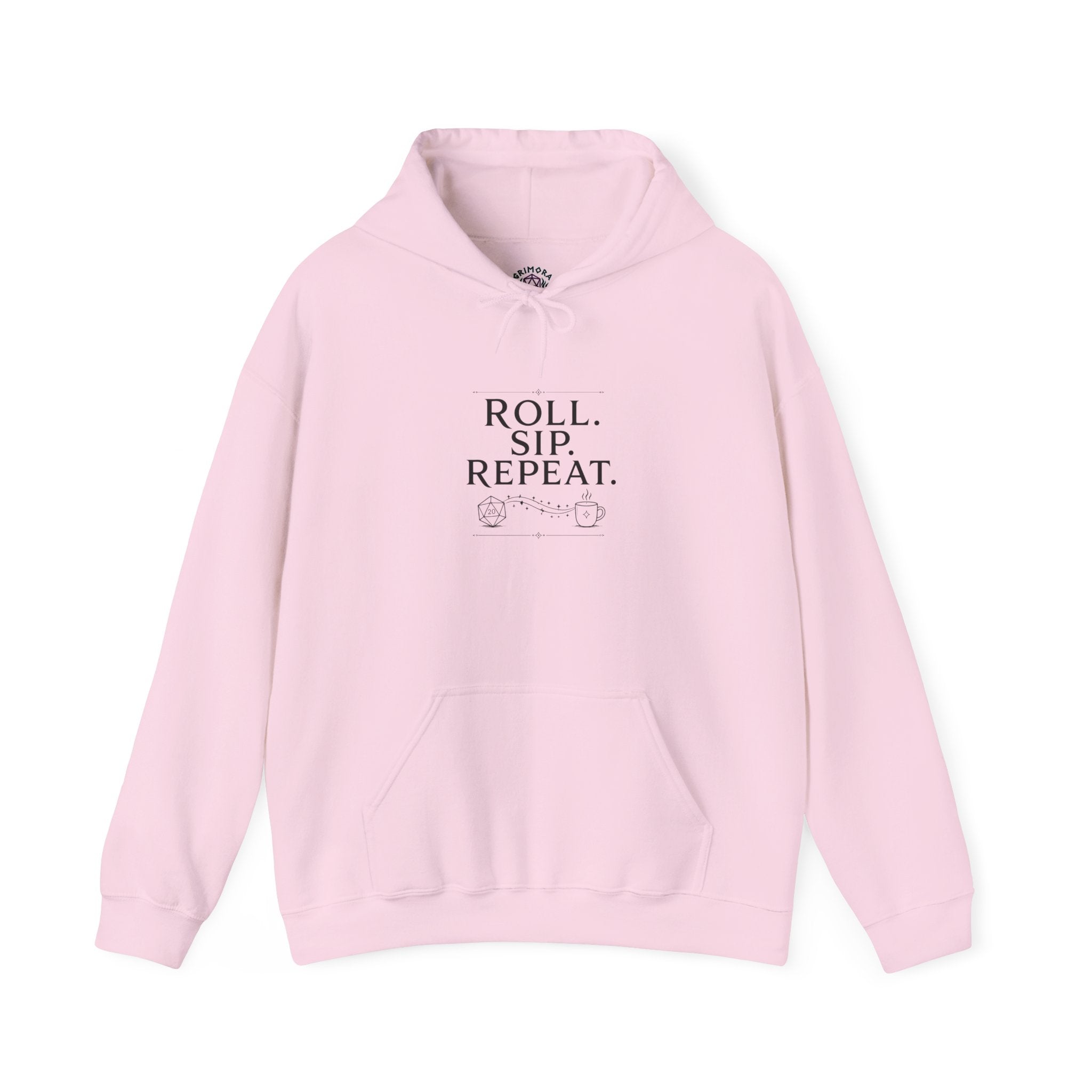 Roll. Sip. Repeat. | Tabletop RPG Coffee Hoodie | Dice & Coffee Lover Hoodie