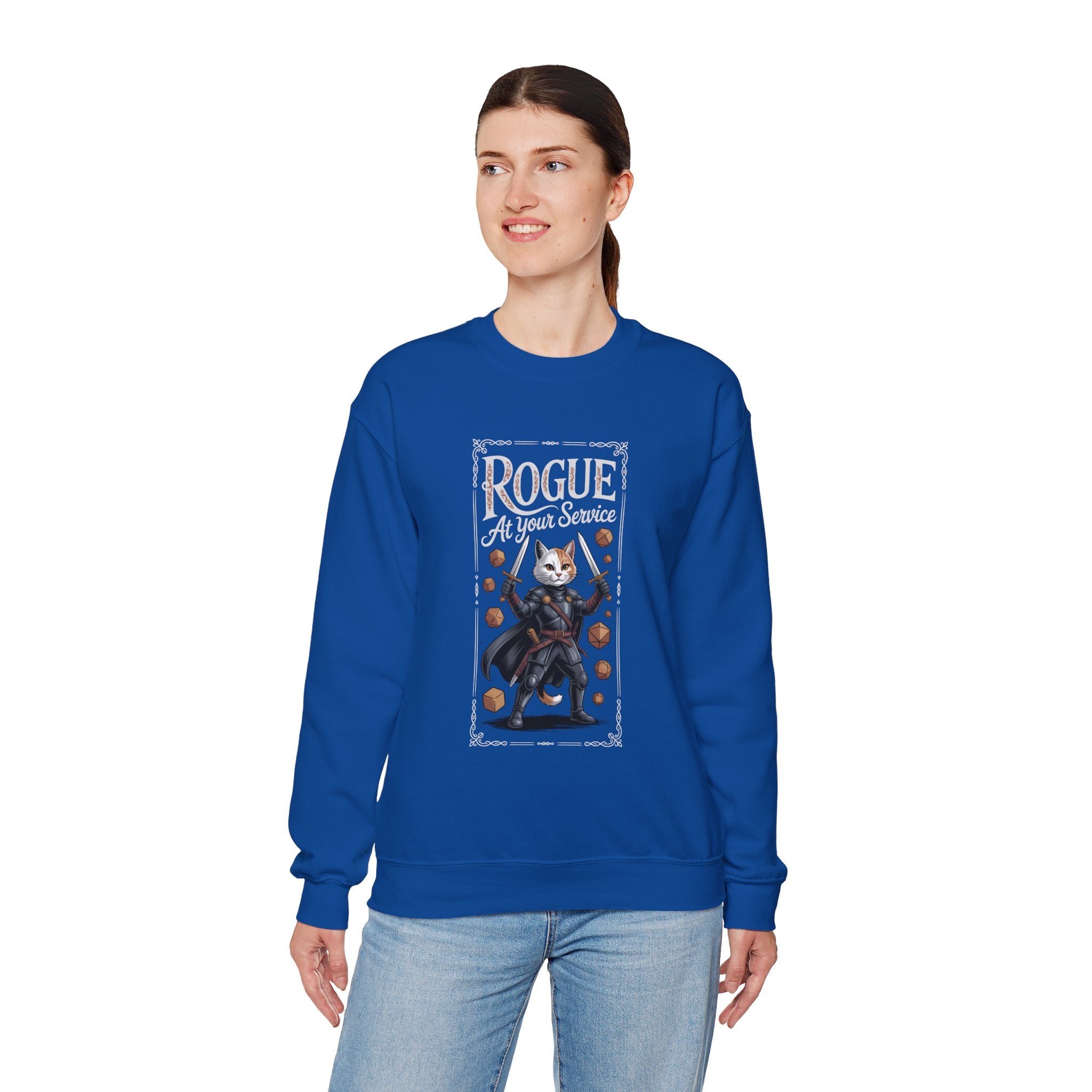 Rogue Cat at Your Serivece D&D Sweatshirt | Cat Lover RPG Gift