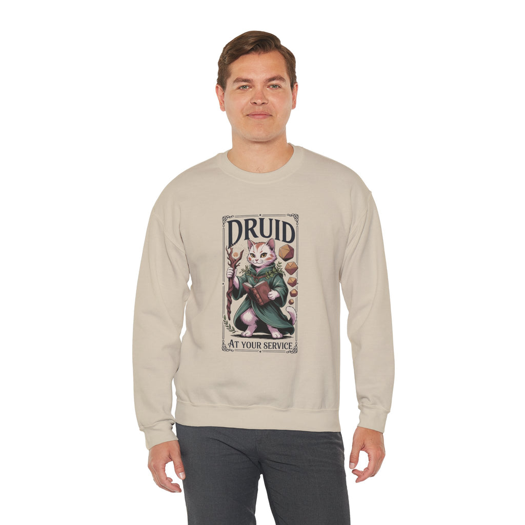 Druid Cat at Your Serivece D&D Sweatshirt | Cat Lover RPG Gift