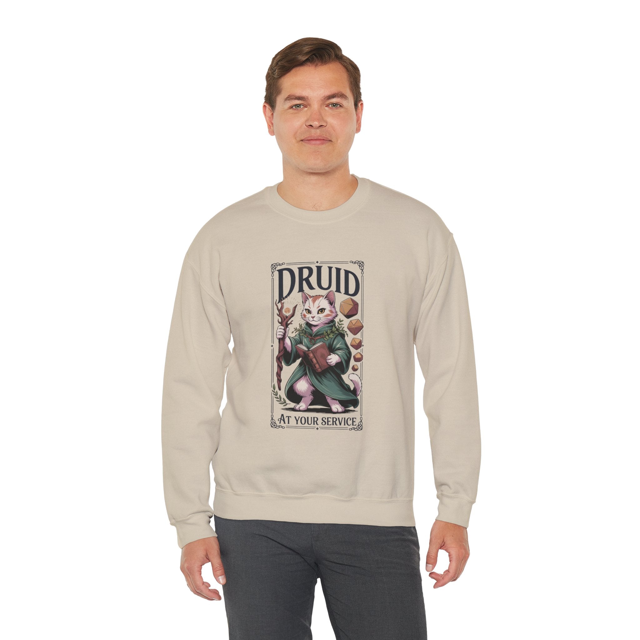 Druid Cat at Your Serivece D&D Sweatshirt | Cat Lover RPG Gift