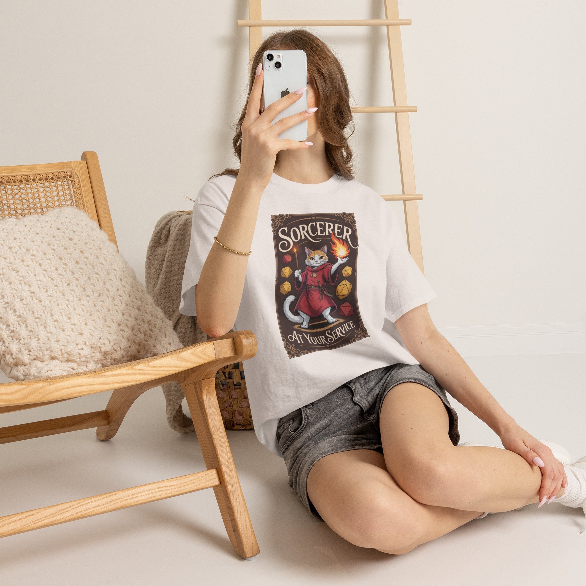 Sorcerer Cat at Your Service D&D T-shirt | Cat Lover RPG Gift