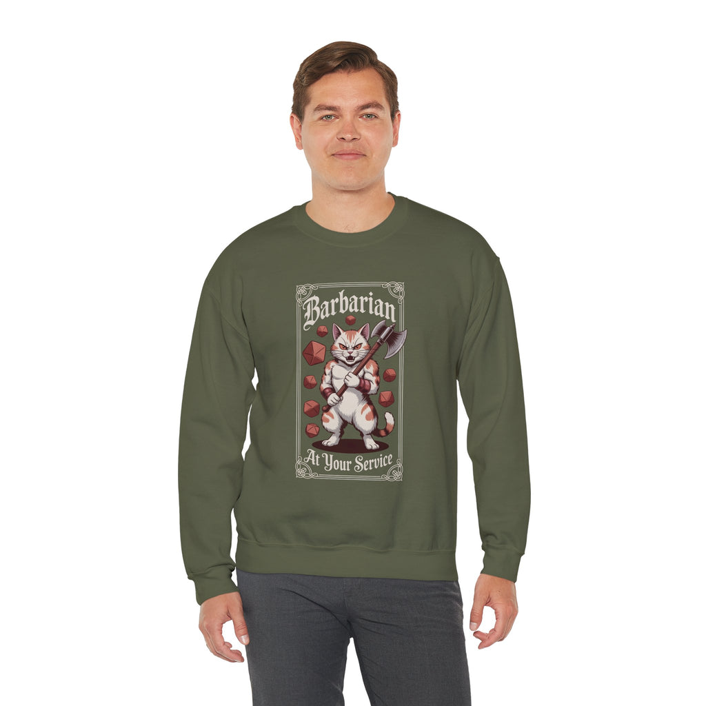 Barbarian Cat at Your Serivece D&D Sweatshirt | Cat Lover RPG Gift