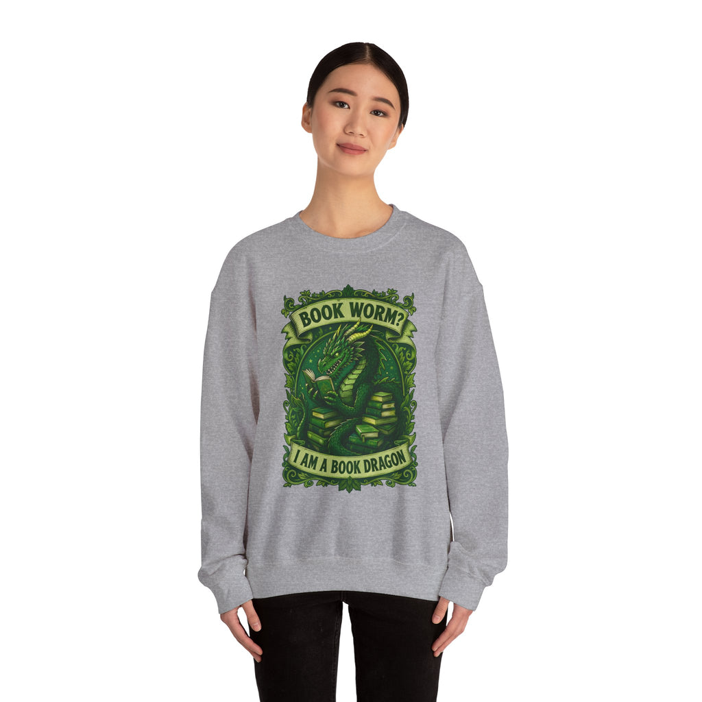 Book Worm? I Am a Book Dragon, Fantasy Reader Sweatshirt