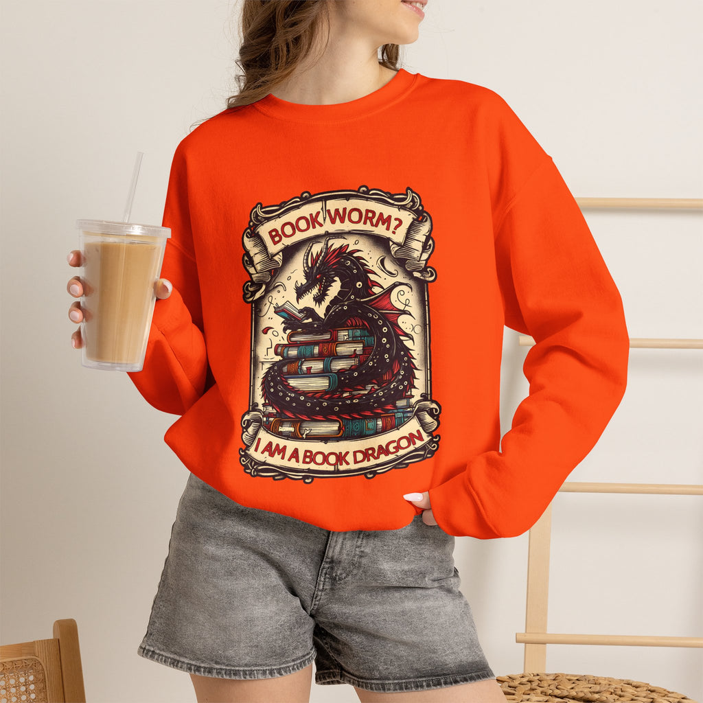 Book Worm? I Am a Book Dragon, Fantasy Reader Sweatshirt