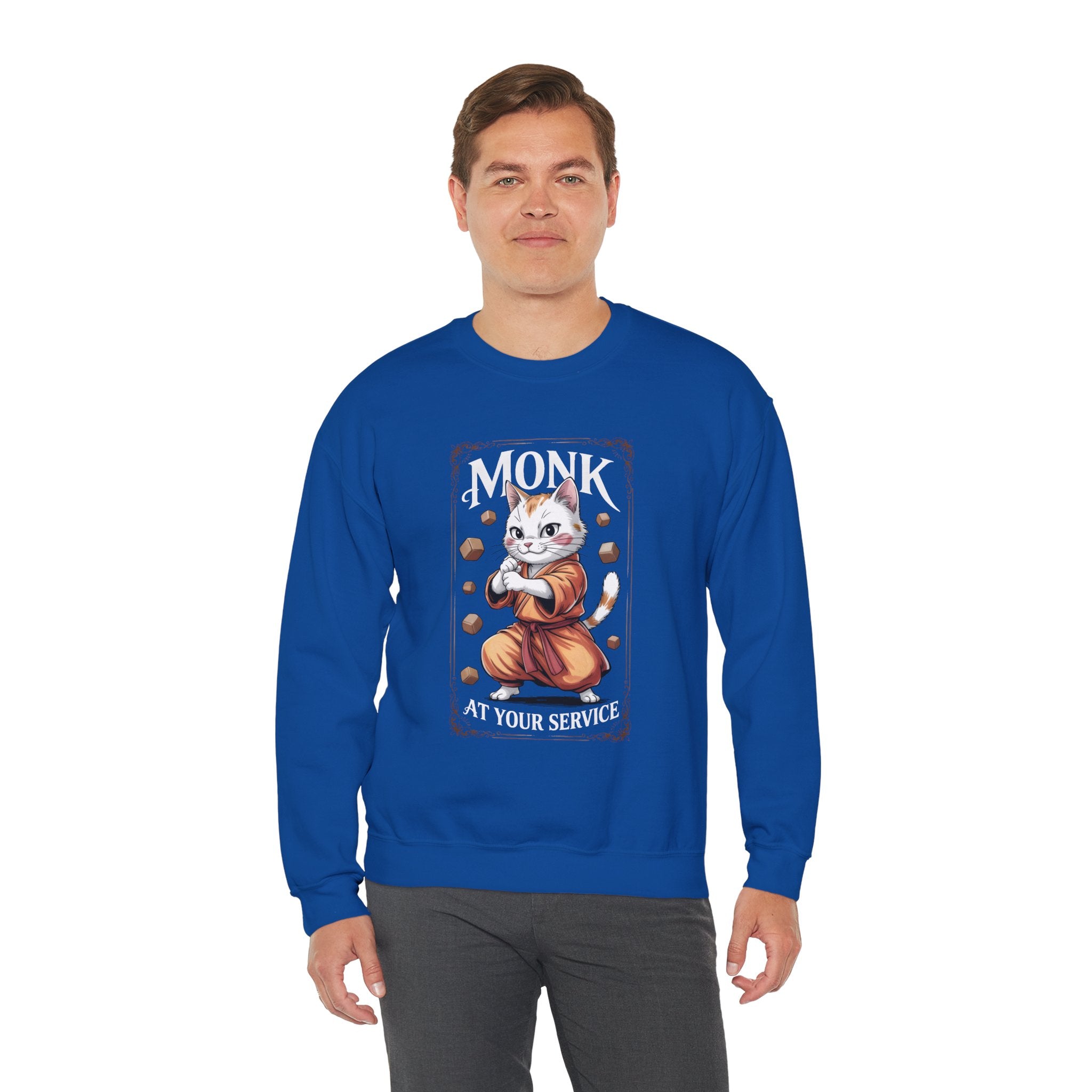 Monk Cat at Your Service D&D Sweatshirt | Cat Lover RPG Gift