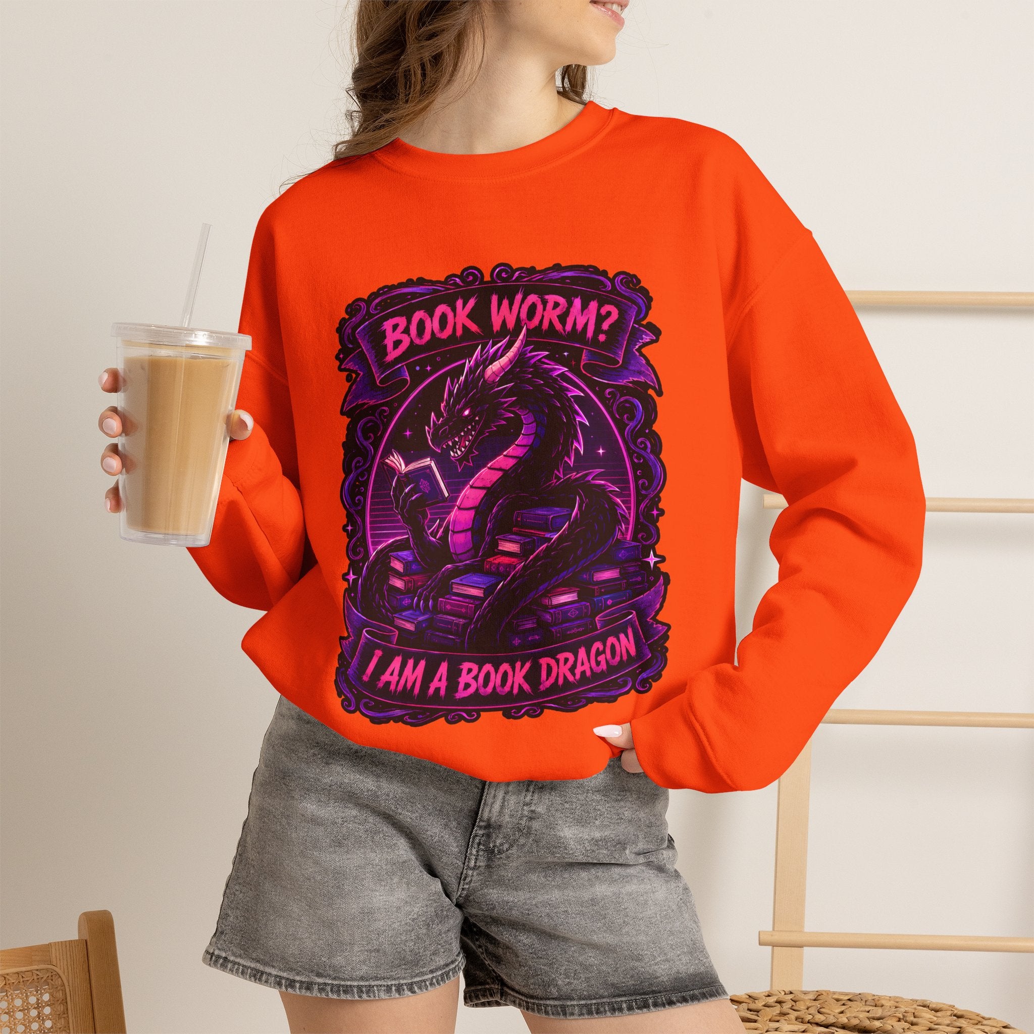 Book Worm? I Am a Book Dragon, Fantasy Reader Sweatshirt