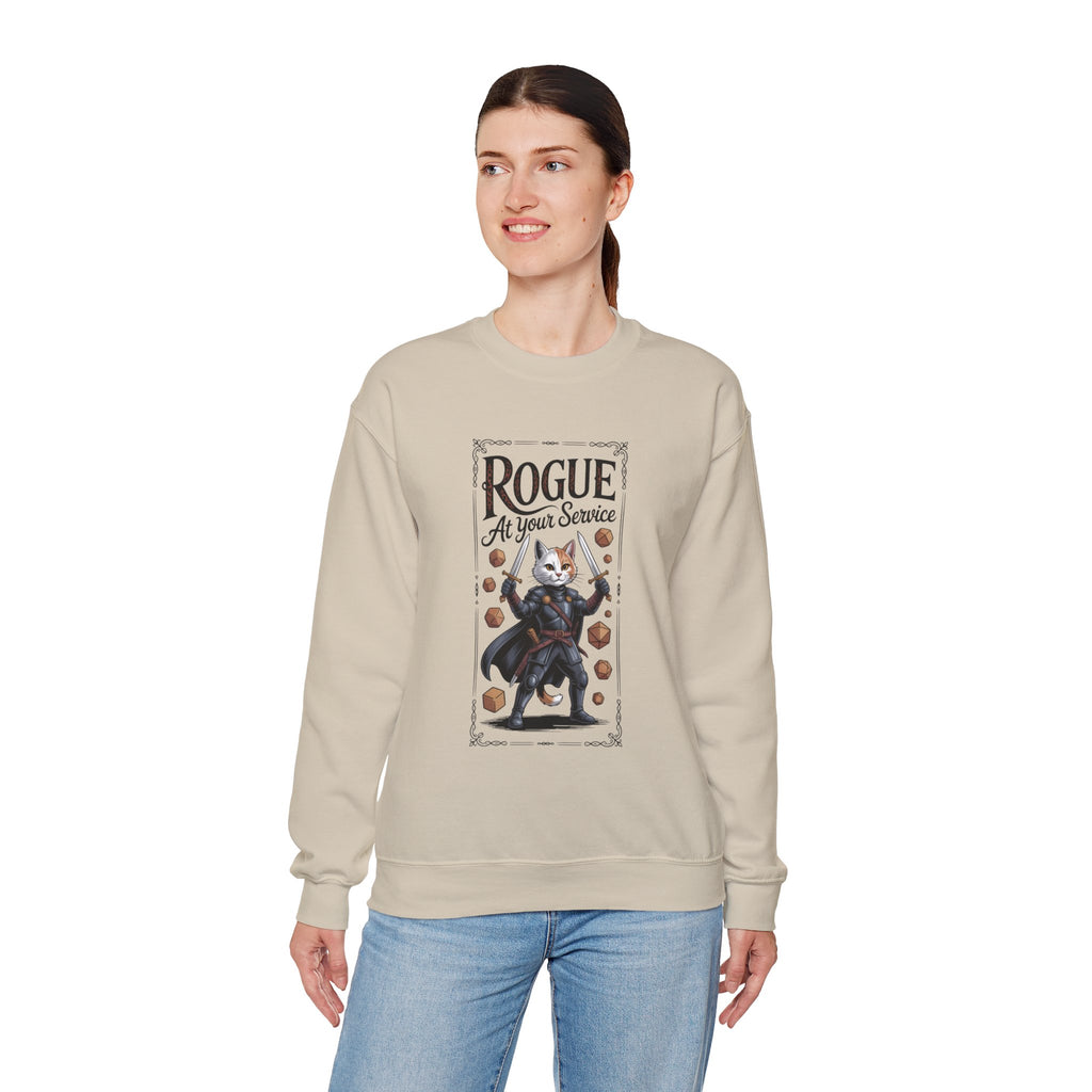 Rogue Cat at Your Serivece D&D Sweatshirt | Cat Lover RPG Gift