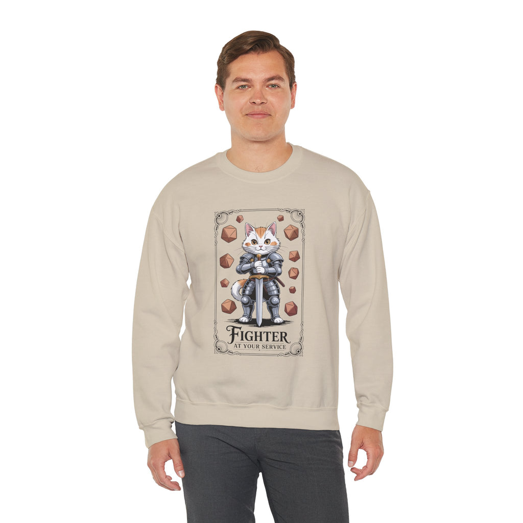 Fighter Cat at Your Service D&D Sweatshirt | Cat Lover RPG Gift