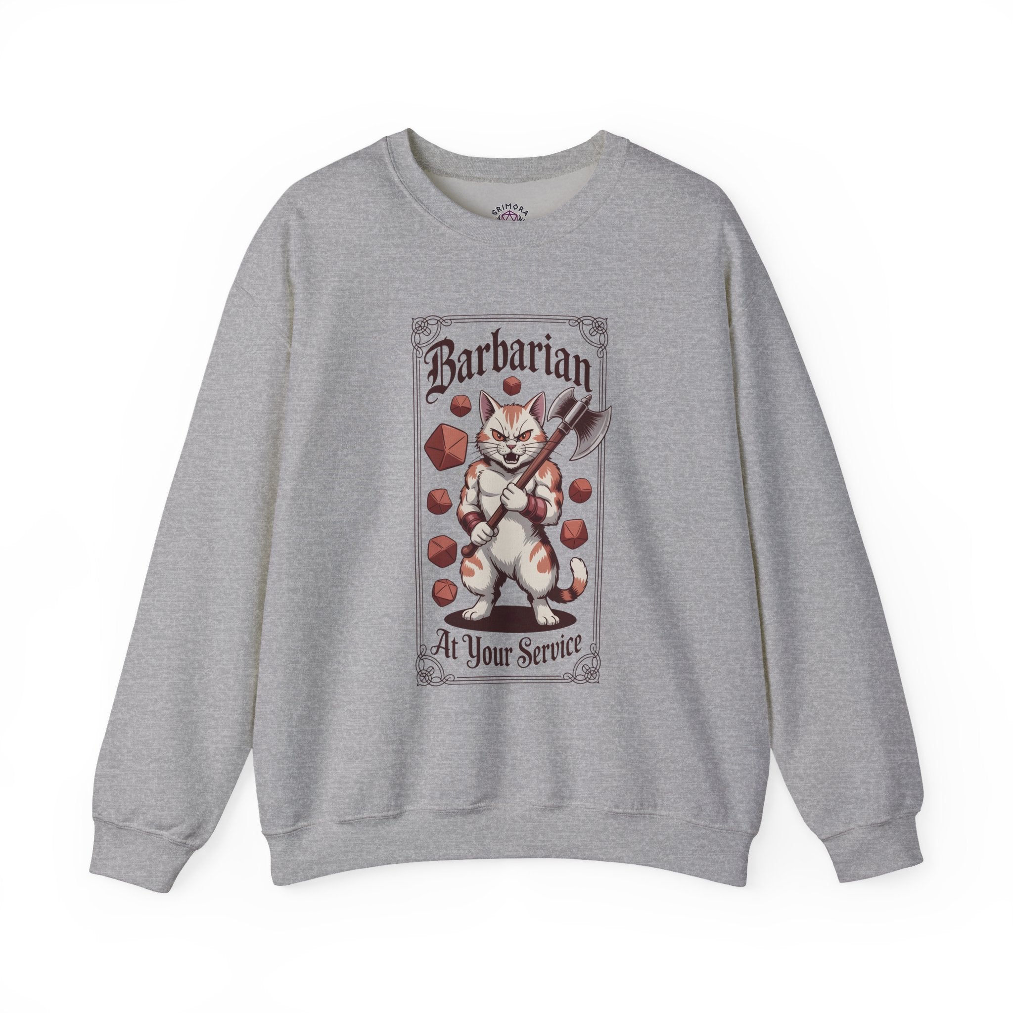 Barbarian Cat at Your Serivece D&D Sweatshirt | Cat Lover RPG Gift