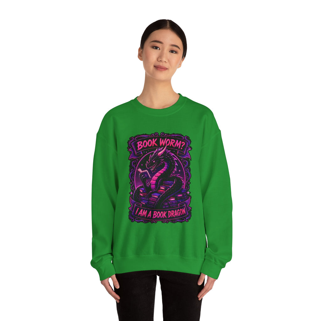 Book Worm? I Am a Book Dragon, Fantasy Reader Sweatshirt