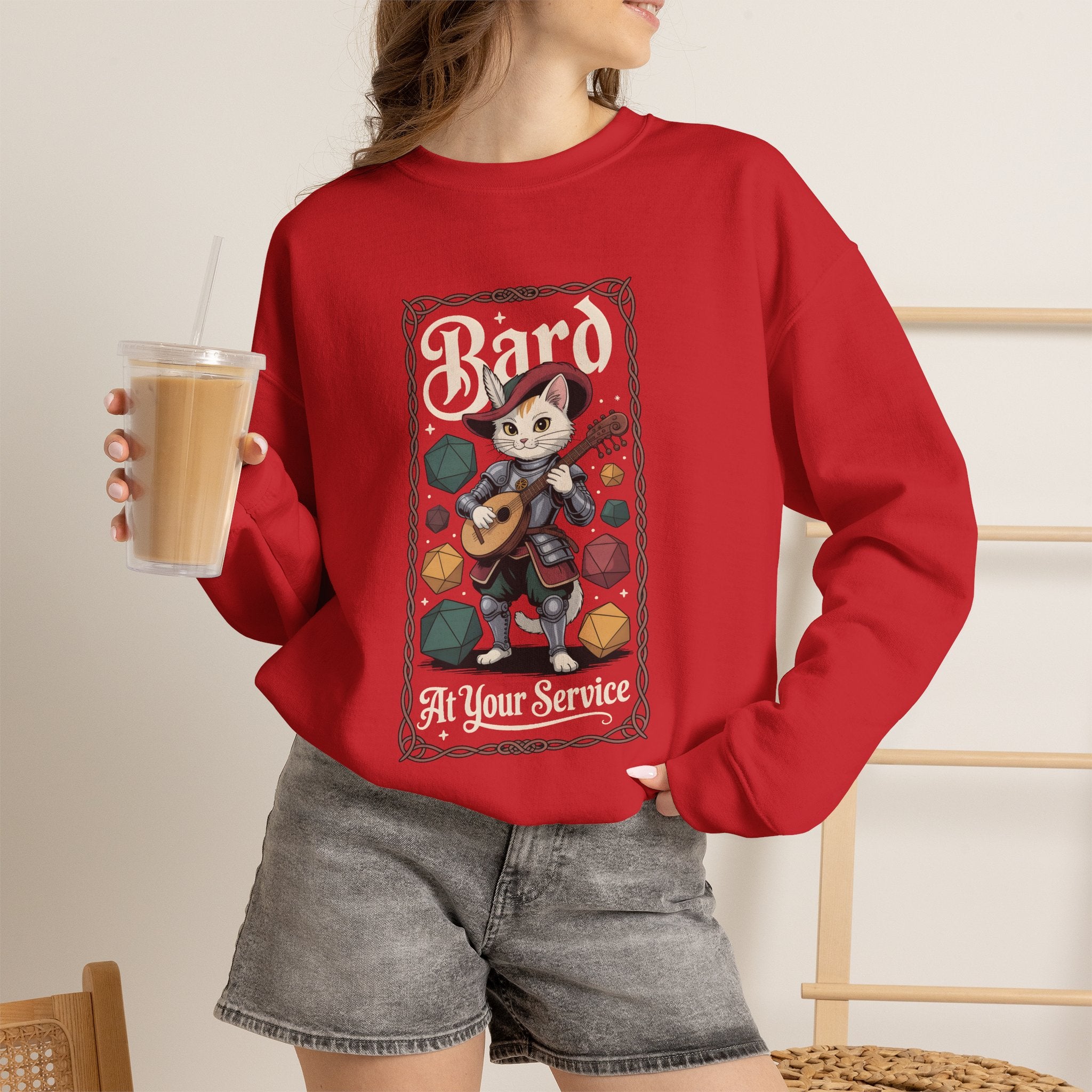 Bard Cat at Your Serivece D&D Sweatshirt | Cat Lover RPG Gift