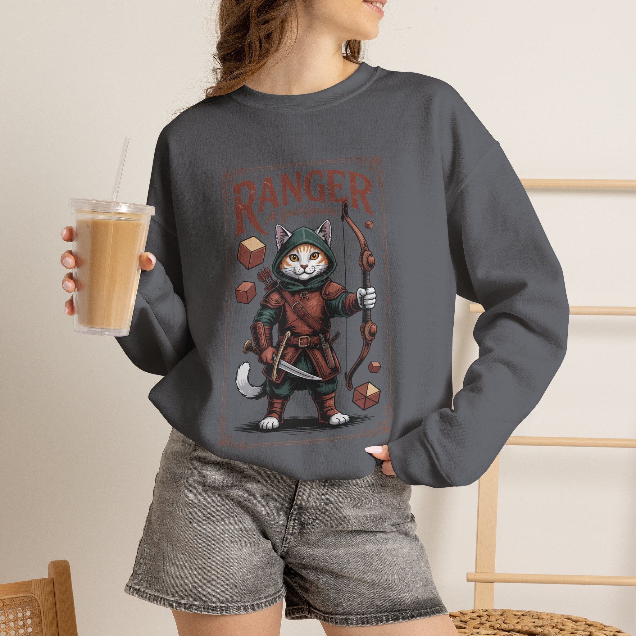 Ranger Cat at Your Serivece D&D Sweatshirt | Cat Lover RPG Gift