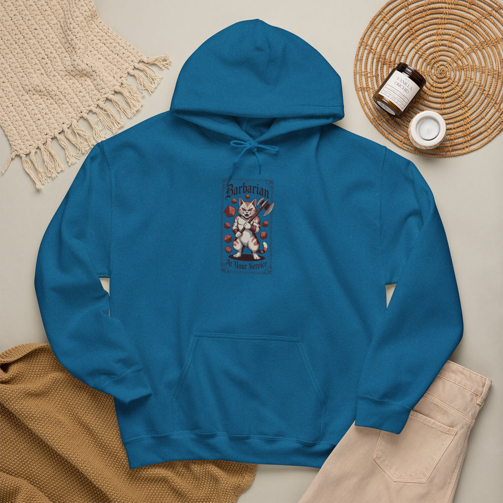 Barbarian Cat at Your Serivece D&D Hoodie | Cat Lover RPG Gift