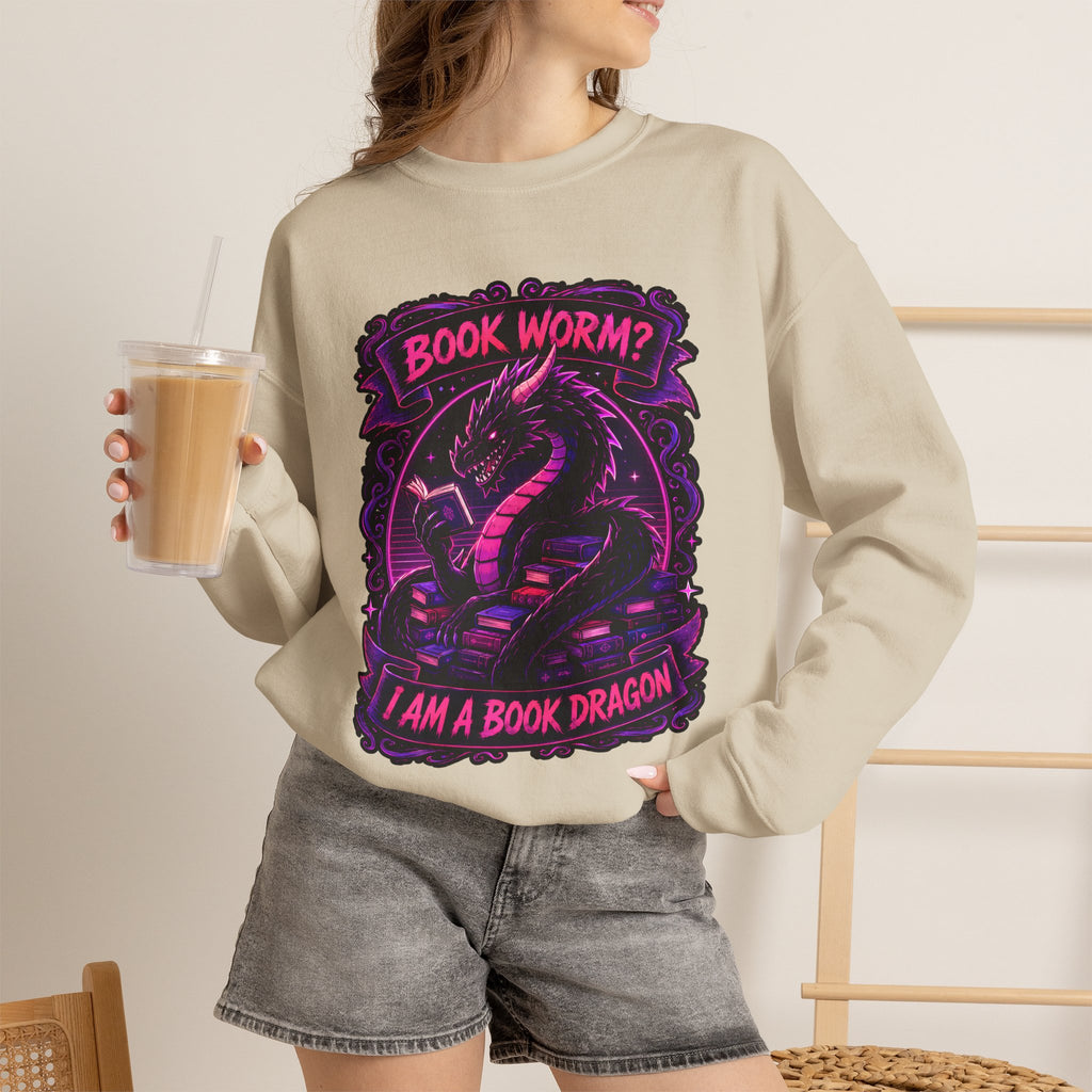 Book Worm? I Am a Book Dragon, Fantasy Reader Sweatshirt