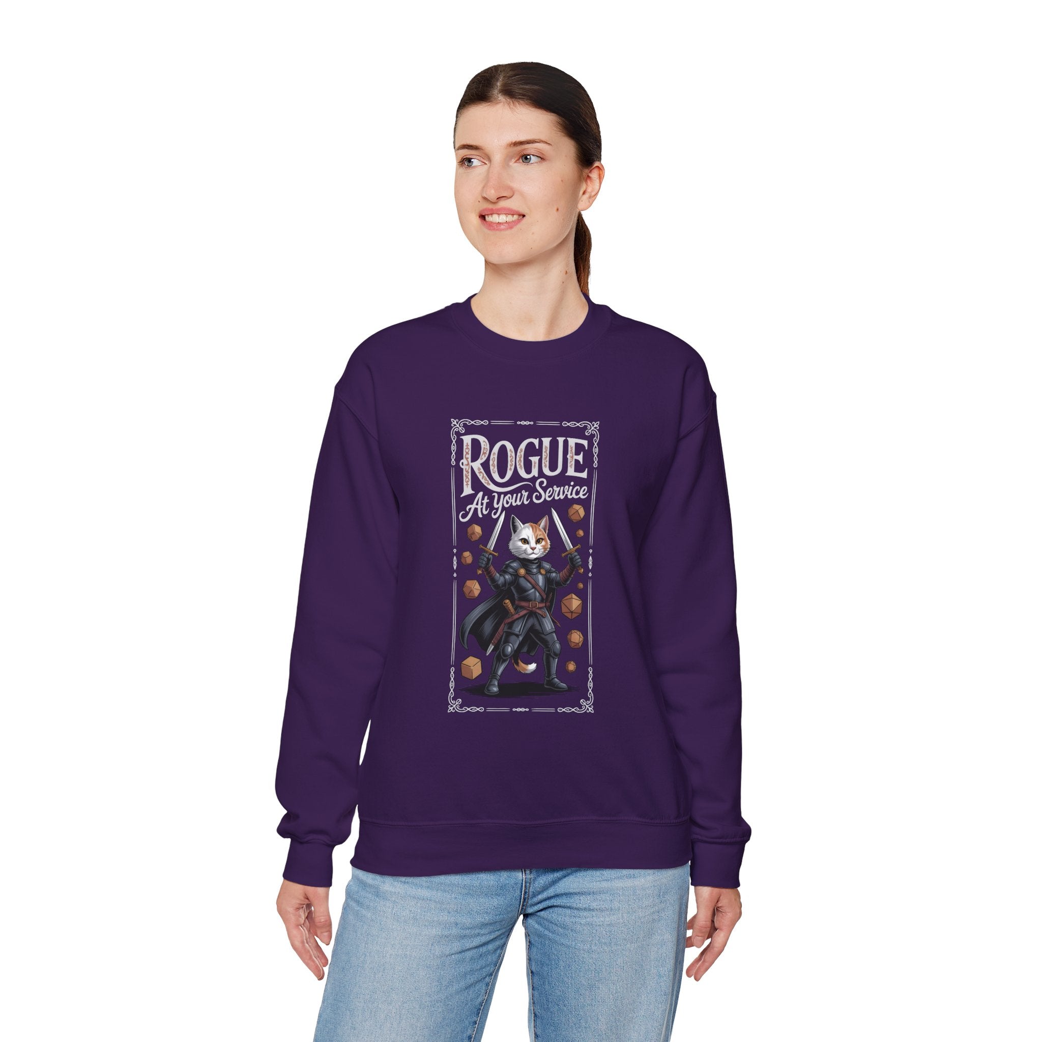 Rogue Cat at Your Serivece D&D Sweatshirt | Cat Lover RPG Gift
