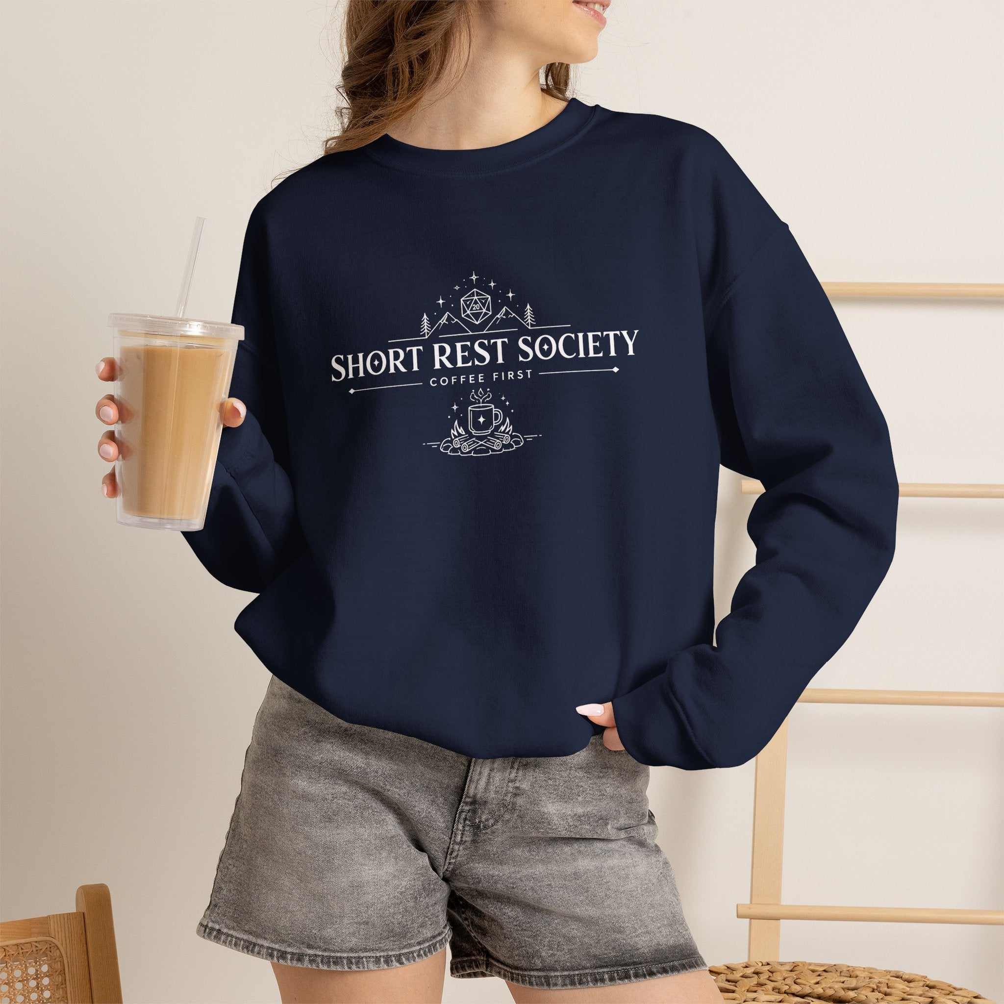 Short Rest Society – Coffee First | Tabletop RPG Sweatshirt