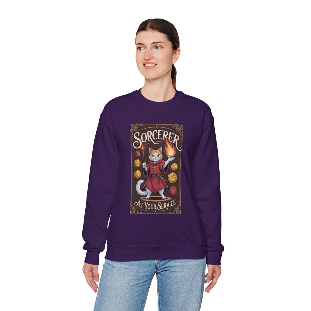 Sorcerer Cat at Your Service D&D Sweatshirt | Cat Lover RPG Gift