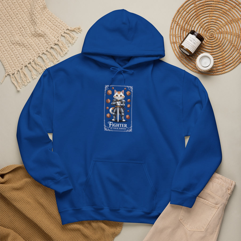 Fighter Cat at Your Service D&D Hoodie | Cat Lover RPG Gift