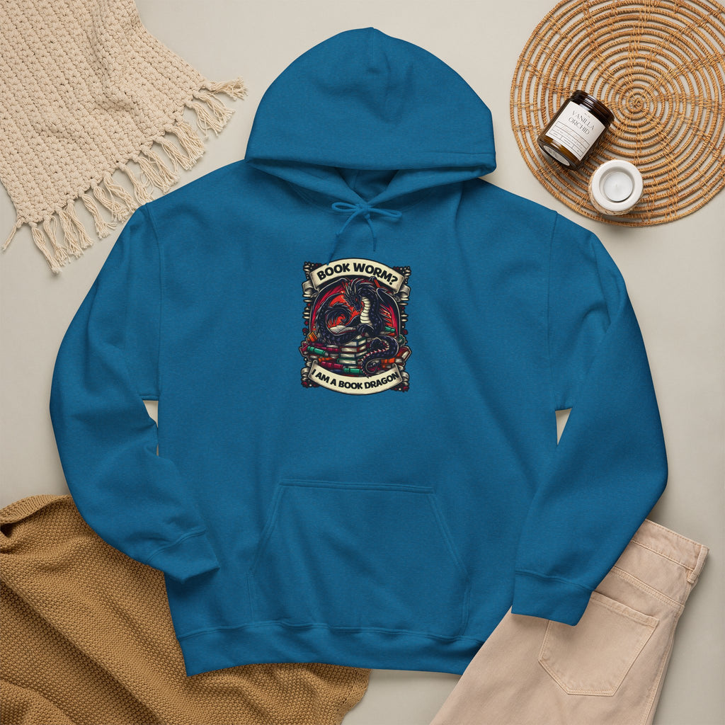 Book Worm? I Am a Book Dragon, Fantasy Reader Hoodie