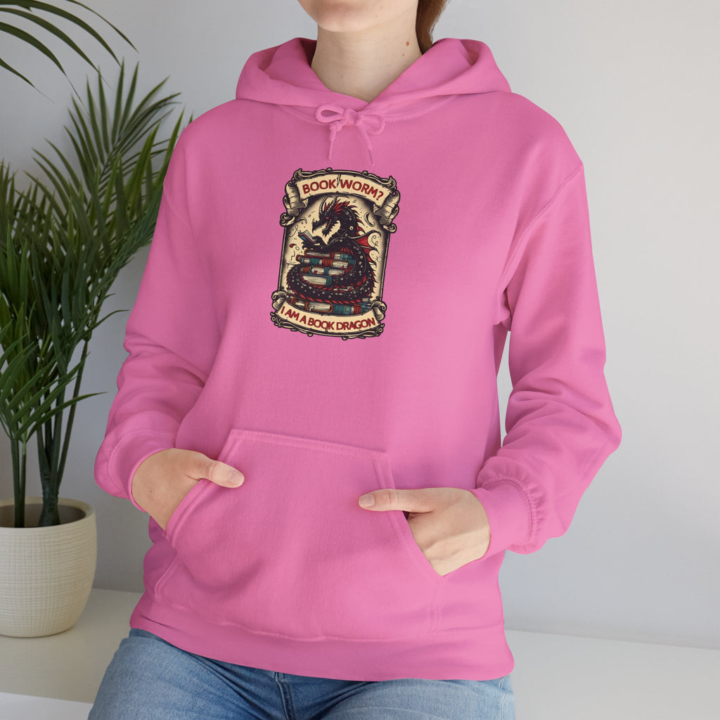 Book Worm? I Am a Book Dragon, Fantasy Reader Hoodie