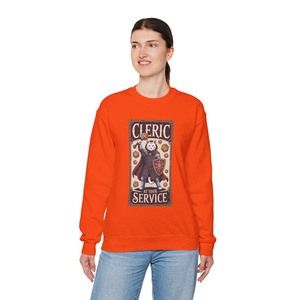 Cleric Cat at Your Service D&D Sweatshirt | Cat Lover RPG Gift