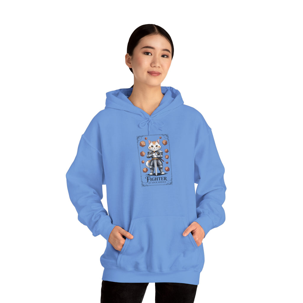 Fighter Cat at Your Service D&D Hoodie | Cat Lover RPG Gift