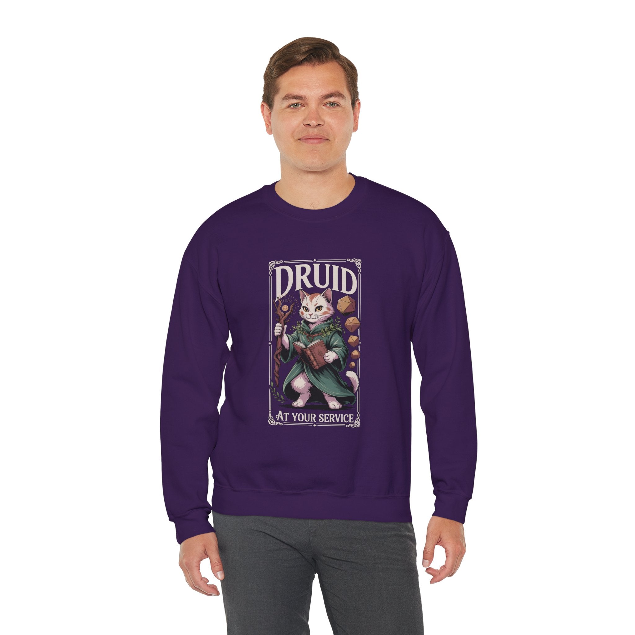 Druid Cat at Your Serivece D&D Sweatshirt | Cat Lover RPG Gift
