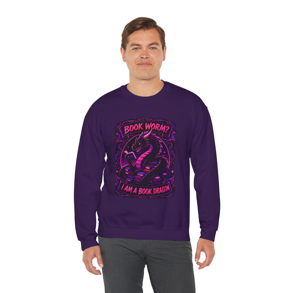 Book Worm? I Am a Book Dragon, Fantasy Reader Sweatshirt