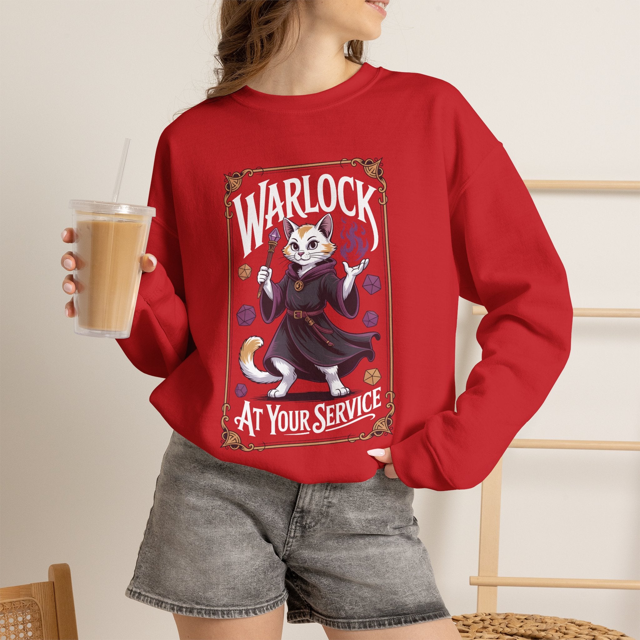 Warlock Cat at Your Serivece D&D Sweatshirt | Cat Lover RPG Gift