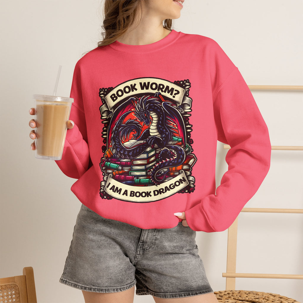 Book Worm? I Am a Book Dragon, Fantasy Reader Sweatshirt