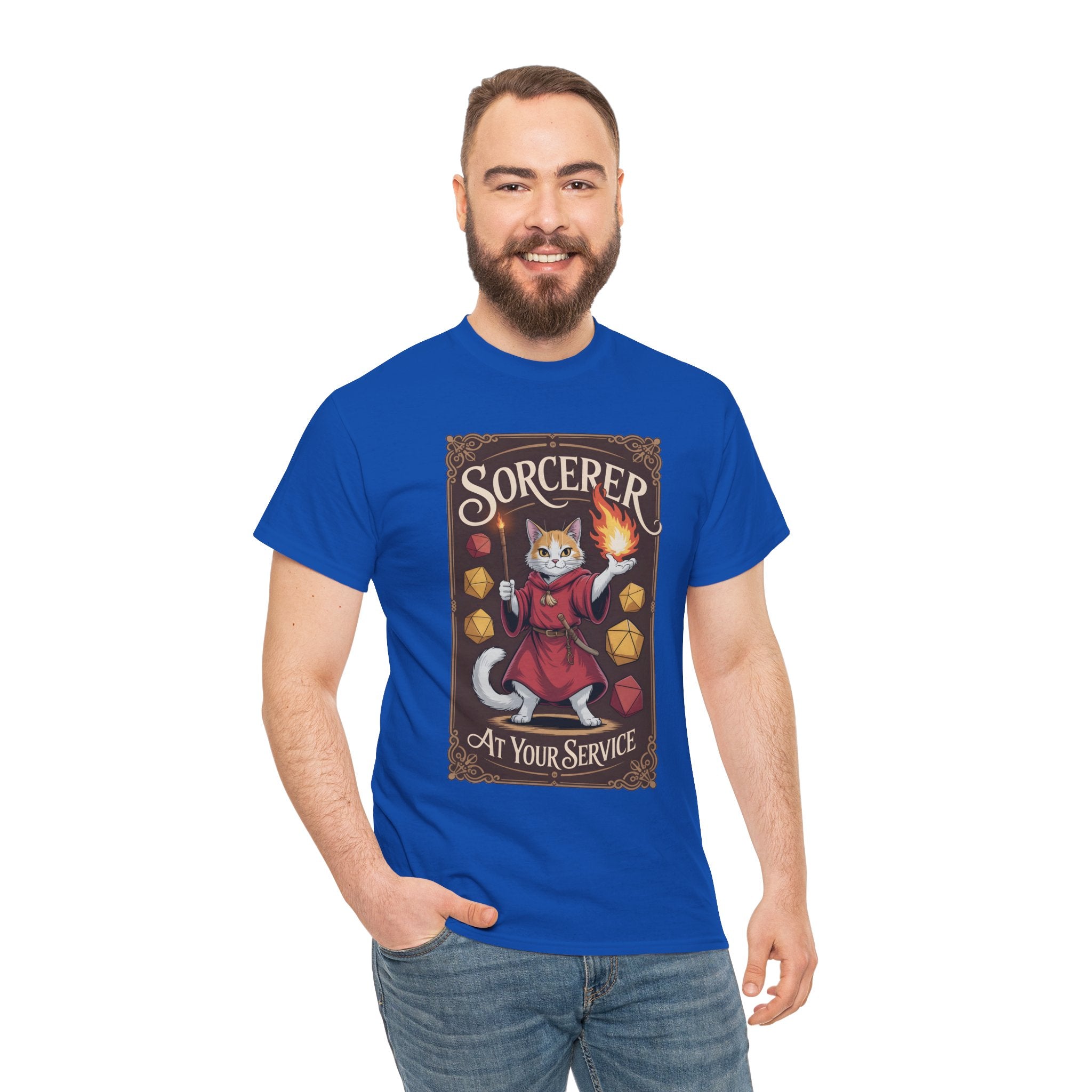Sorcerer Cat at Your Service D&D T-shirt | Cat Lover RPG Gift