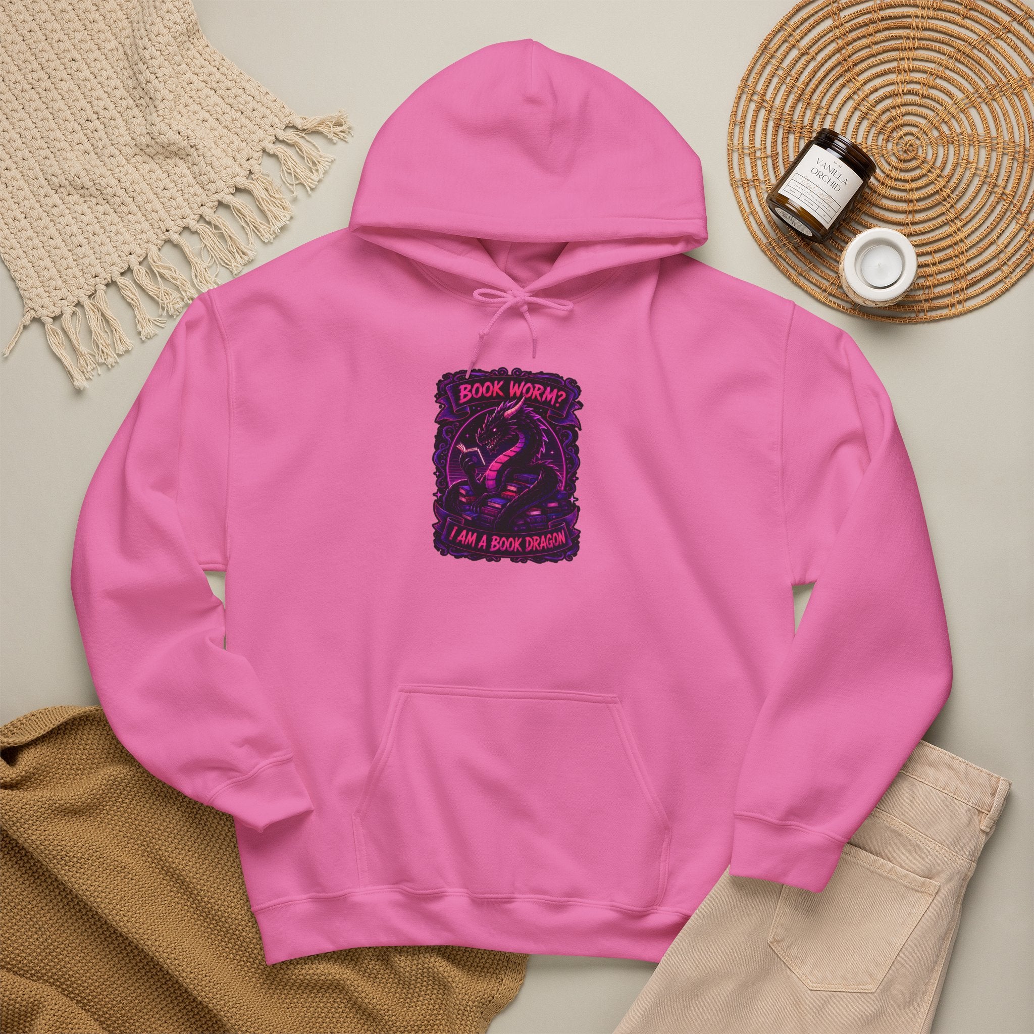 Book Worm? I Am a Book Dragon, Fantasy Reader Hoodie